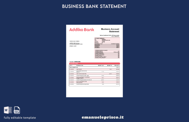 stile verificato Modello di estratto conto dell'organizzazione bancaria aziendal
